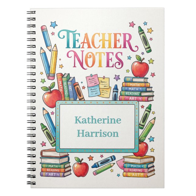 Lehrer Notizen Illustration mit Schulmaterial Notizblock (Vorderseite)
