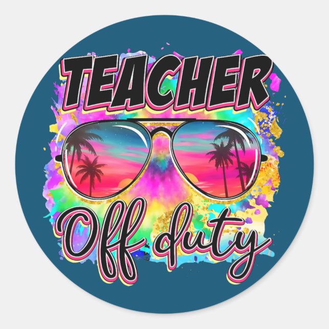 Lehrer Off Duty Sommer Brillen Beach Urlaub Runder Aufkleber (Vorderseite)