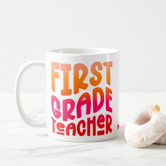 Lehrer Orange Red Ombre Kaffeetasse (Mit Donut)