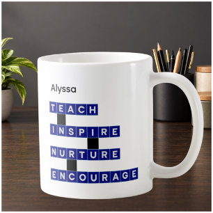 Lehrer Personalisierte Namenswerte Blaue Kachel Kaffeetasse