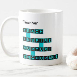 Lehrer Personalisierte Namenswerte Teal-Kachel Kaffeetasse