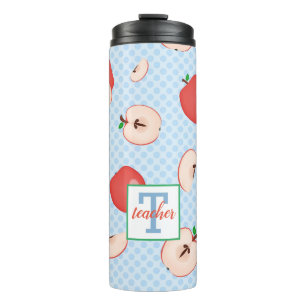 Lehrer Polka Dots and Äpfel Thermosbecher
