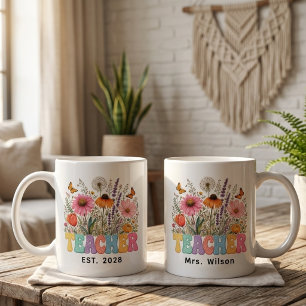 Lehrer Retro-Blumenlehrer-Abschluss benutzerdefi Kaffeetasse