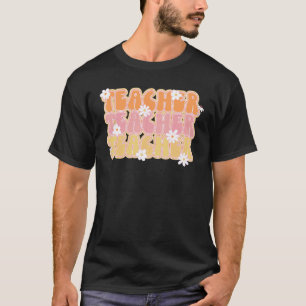 Lehrer Retro Groovy Blume Gänseblume Schulleben T-Shirt