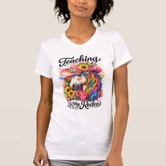 Lehrer Rodeo-Shirt, Florales Pferd Cowgirl-T-Shirt T-Shirt