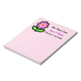 Lehrer Rosa Notepad mit rosa Blume Notizblock
