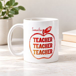 Lehrer Roter Apfel Skizze Personalisiert Kaffeetasse