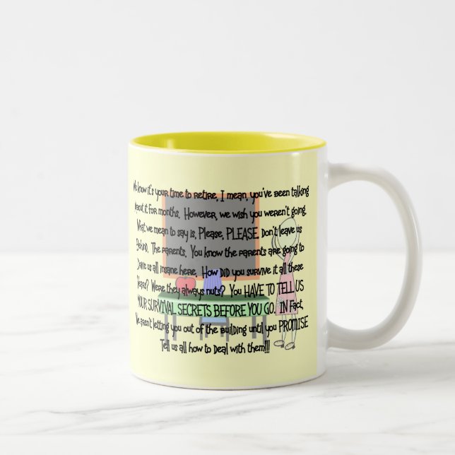 Lehrer-Ruhestands-"geisteskranke Eltern-" Zweifarbige Tasse (Rechts)