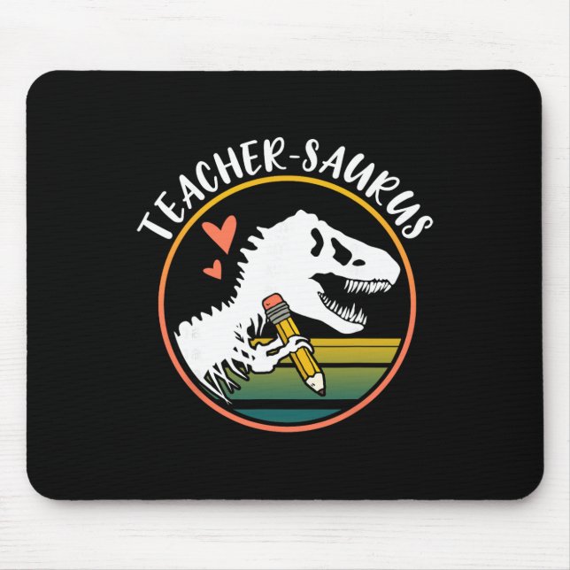Lehrer-Saurus Lustiges Dinosaurier-Lehrer-Design T Mousepad (Vorne)