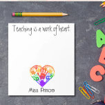 Lehrer schätzen personalisierte Regenbogenhand Notizblock<br><div class="desc">Personalisieren Sie Ihre Lieblings-Lehrerin mit dem Namen. Ein fantastisches Geschenk für die Rückkehr in die Schule, oder jeden Tag! Ideal für Ihren Lieblings-Lehrer, Direktor, Sekretärin, Dekan oder jeden anderen in der Schule! Dieses Notizblock ist groß und vollständig anpassbar! Das solide Papier und das vereinfachende, aber niedliche Design sind genau das,...</div>