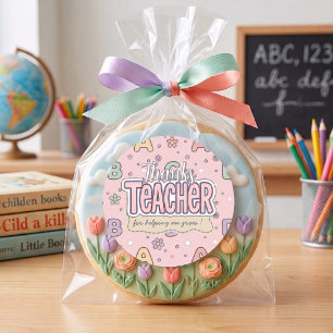 Lehrer-Schul-Patrouille Rosa Buchstaben Runder Aufkleber