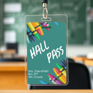 Lehrer Schüler-Krayon-Klassen-Toiletten-Hall-Pass Ausweis