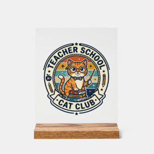 Lehrer Schulkatze Süße Katze Design - Lehrer Sch Acrylschild
