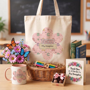 Lehrer-Schulpattern in rosa Buchstaben Tragetasche
