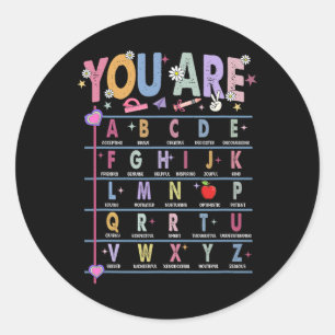Lehrer Sie Sind Buchstaben Alphabet Lernen Abcs Zu Runder Aufkleber