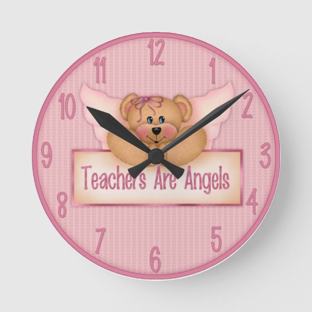 Lehrer sind Engel Wall Clock. Runde Wanduhr (Vorderseite)