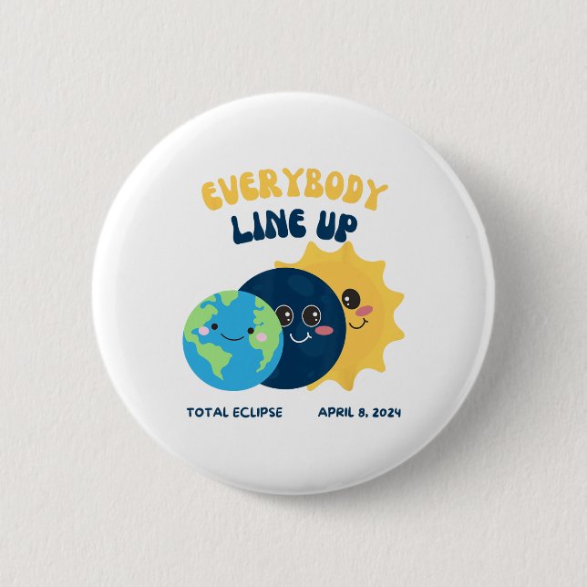 Lehrer Solar Eclipse 8. April 2024 Niedlich Earth  Button (Vorderseite)
