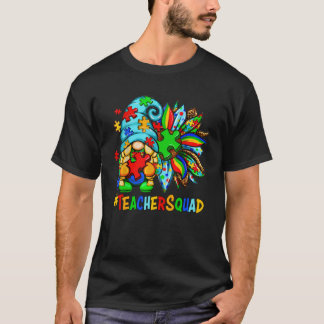 Lehrer Squad Autismus Niedlich Gnome Puzzle Leopar T-Shirt