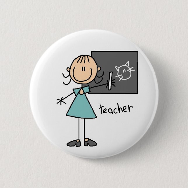Lehrer-Strichmännchen-Knopf Button (Vorderseite)