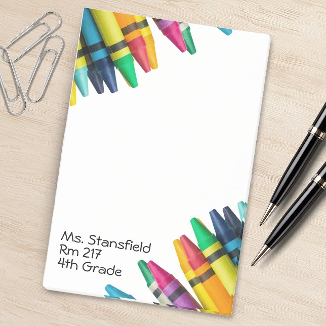 Lehrer Student Crayon Grundschule Klassenzimmer Post-it Klebezettel (white teacher crayon notepad)