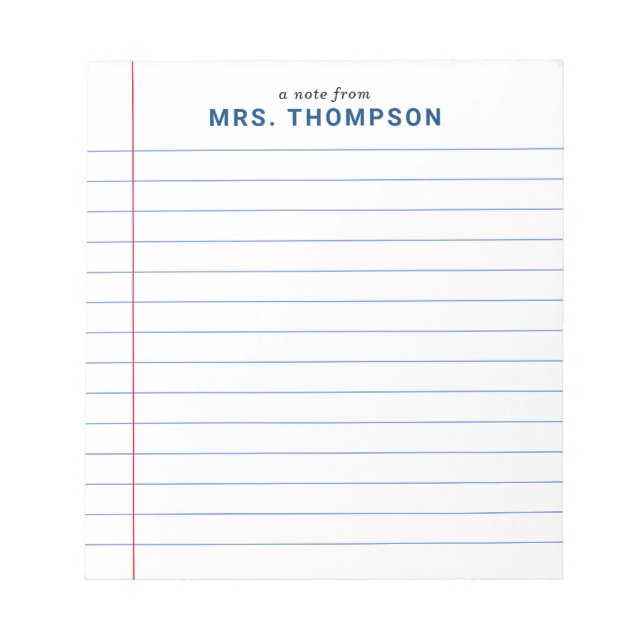 Lehrer Student Notebook-Papier eine Anmerkung aus Notizblock (Vorderseite)