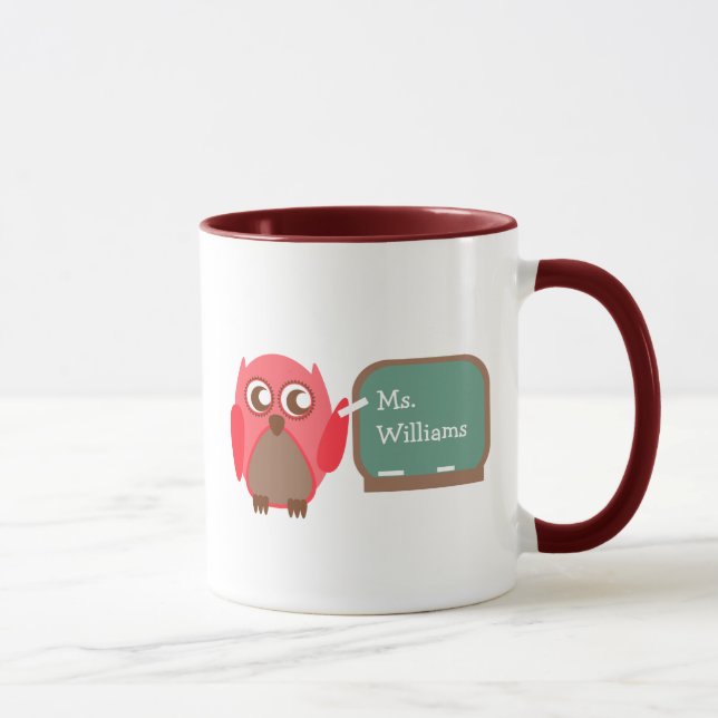 Lehrer-Tasse - rote Eule an der Tafel Tasse (Rechts)