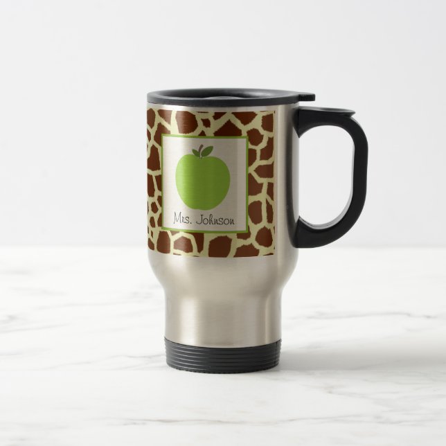 Lehrer-Tassen-Grün-Apple-Giraffen-Druck Reisebecher (Rechts)