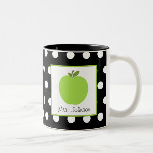 Lehrer-Tassen-Grün-Apple-Schwarzes mit weißem Zweifarbige Tasse