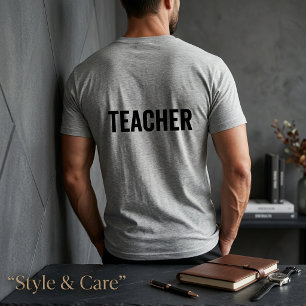 LEHRER Text Graues T-Shirt mit Aufdruck auf der Rü