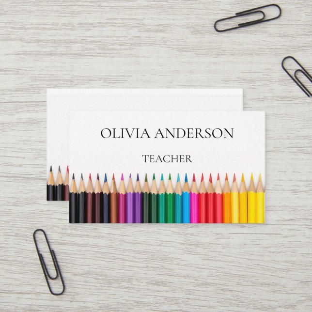 Lehrer | Tutor White Business Cards Visitenkarte (Vorderseite/Rückseite Beispiel)