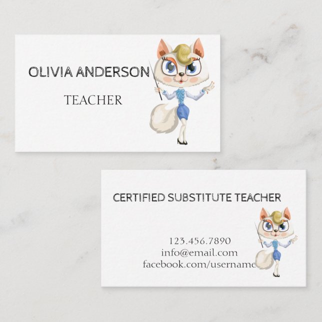 Lehrer | Tutor White Business Cards Visitenkarte (Vorne/Hinten)