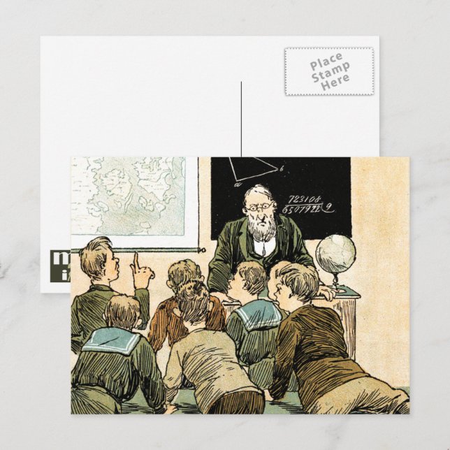 Lehrer und Studenten. Vintage Kunst Postkarte (Vorne/Hinten)