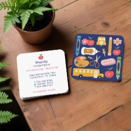 Lehrer und Tutor-Schulmaterial - Icon Illustration Quadratische Visitenkarte