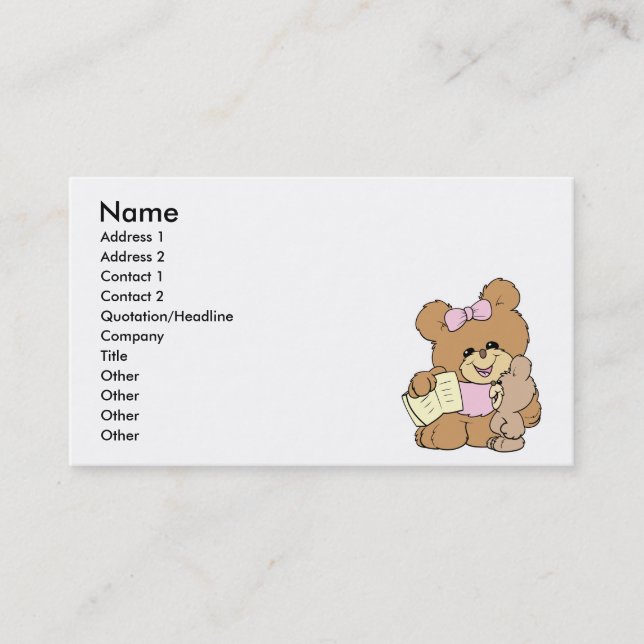 Lehrer unterrichten Baby Teddy Bärendesign Visitenkarte (Vorderseite)