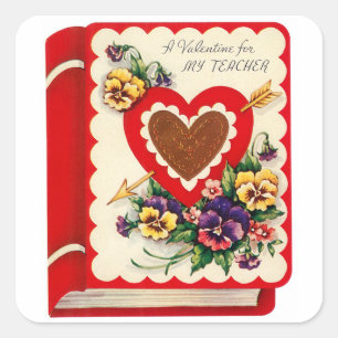 Lehrer Valentinsbuch Quadratischer Aufkleber