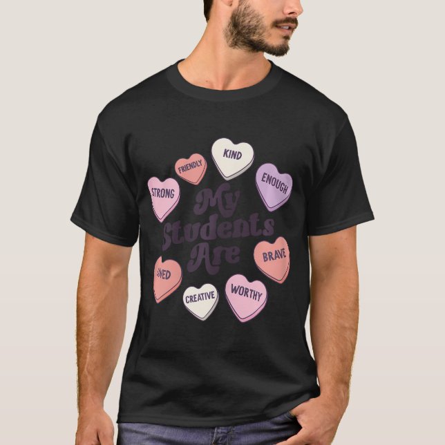 Lehrer Valentinstag Positive Affirmative Candy T-Shirt (Vorderseite)