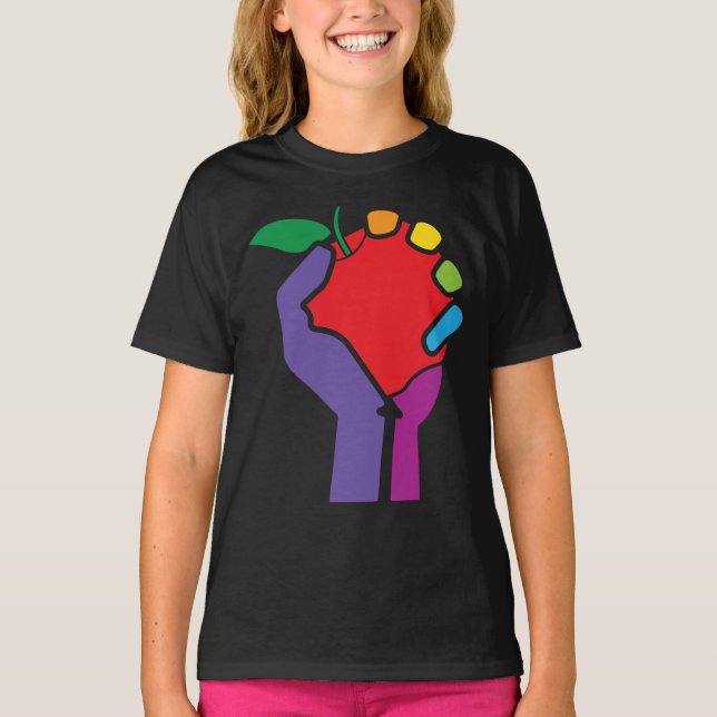 Lehrer vereinigten Regenbogen für schwarzes Shirt (Vorderseite)
