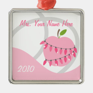 Lehrer-Verzierung - rosa Apple u. Ornament Aus Metall