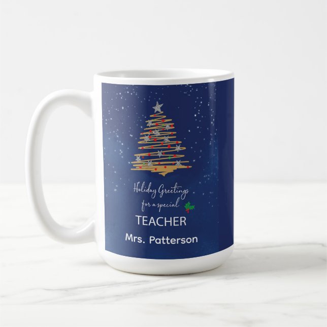 Lehrer Vielen Dank Weihnachtsschmuck mit Navy Tre Kaffeetasse (Links)