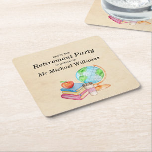 Lehrer Vintages Globe Books Retirement Party Rechteckiger Pappuntersetzer