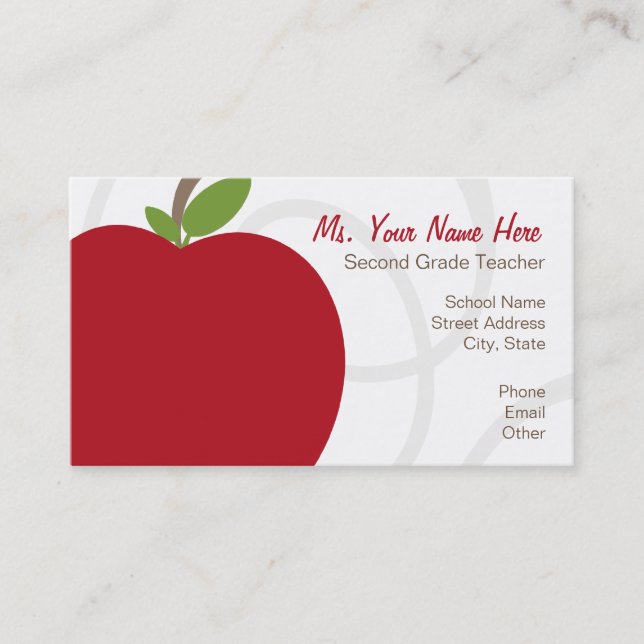 Lehrer-Visitenkarte - übergroßes rotes Apple Visitenkarte (Vorderseite)