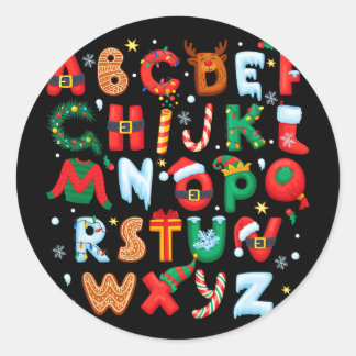 Lehrer Weihnachten Alphabet Ck Zur Schule Ferien L Runder Aufkleber