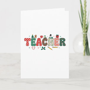 Lehrer Weihnachten Kariert Buchstaben Bleistift Le Karte