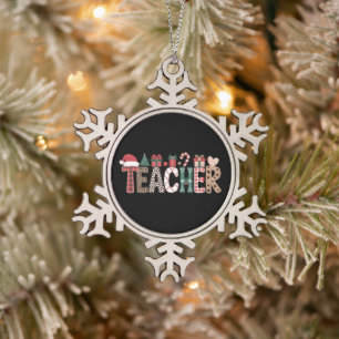Lehrer Weihnachten Leben Lehren Liebe Inspirierend Schneeflocken Zinn-Ornament
