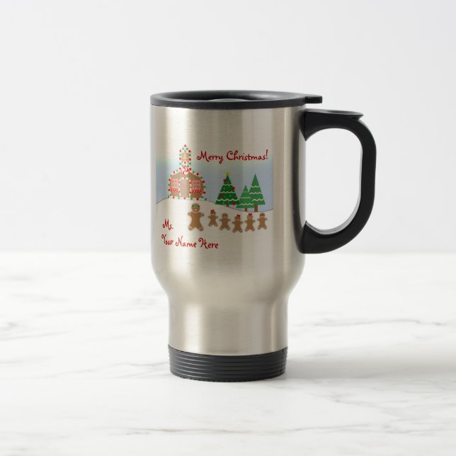 Lehrer-WeihnachtsTasse - Lebkuchen-Szene Reisebecher (Rechts)