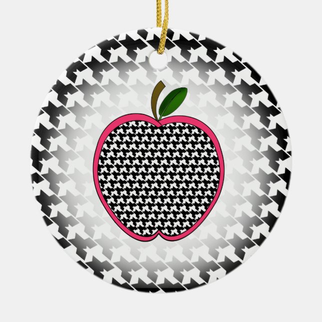 Lehrer-Weihnachtsverzierung - Hahnentrittmuster Keramikornament (Vorne)