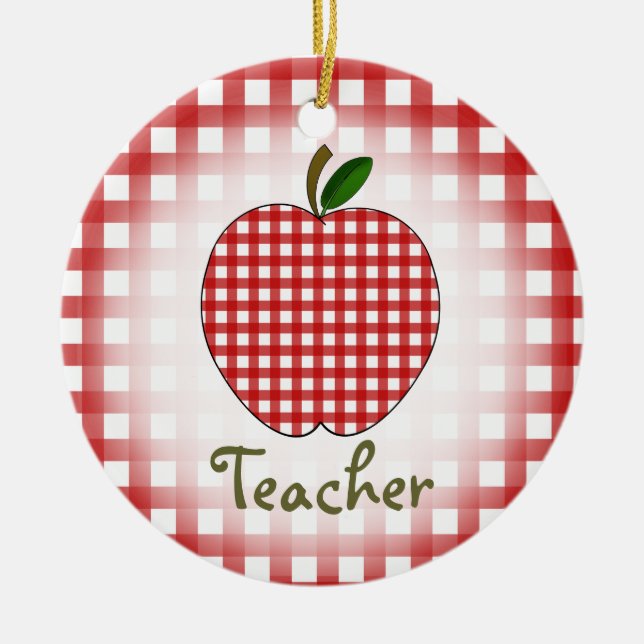 Lehrer-Weihnachtsverzierung - rotes Gignham Apple Keramikornament (Vorne)