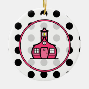 Lehrer-Weihnachtsverzierung - Tupfen u. Rosa Keramik Ornament