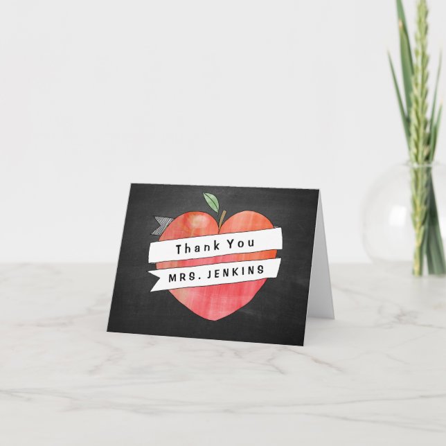 Lehrer Wertschätzung Apple Herz Danke Karte (Vorderseite)
