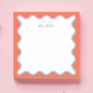 Lehrer Wertschätzung Blue peach Wavy Notizblock